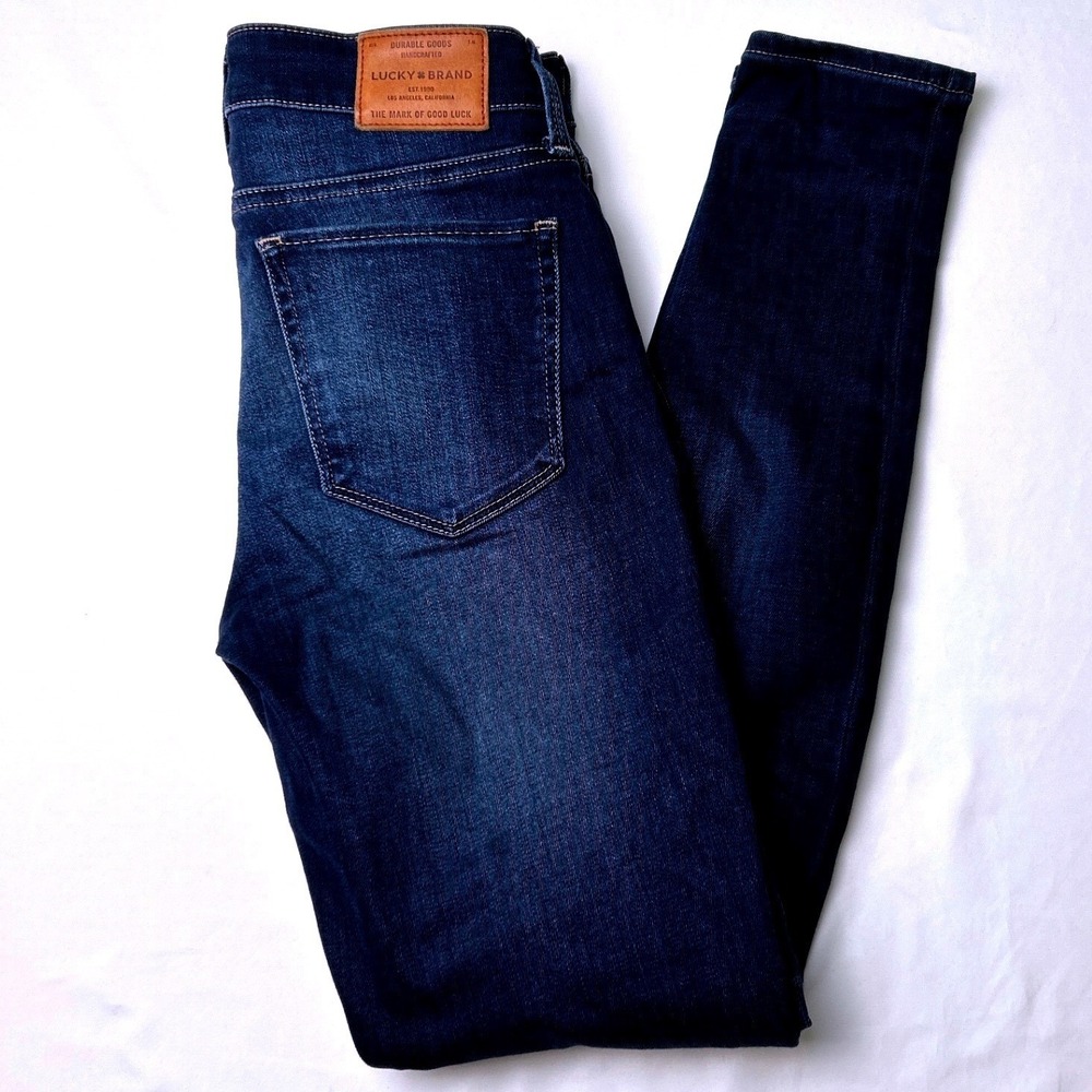Lucky Brand Womens Low Rise Ava Skinny Leg Jeans Size 0/25 Dark Wash Stretch Y2K